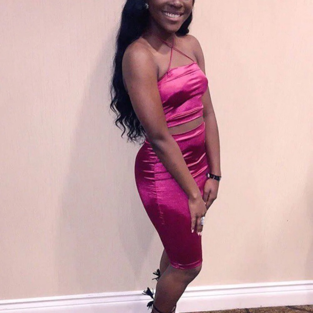 RED SILK TWO PIECE